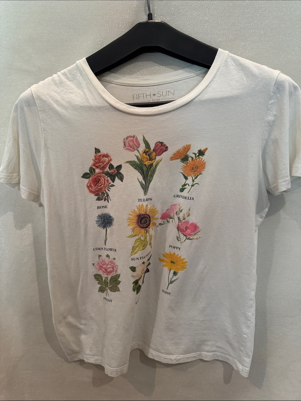 Fifth Sun Cream Botanical Illustration Short Sleeve Tee